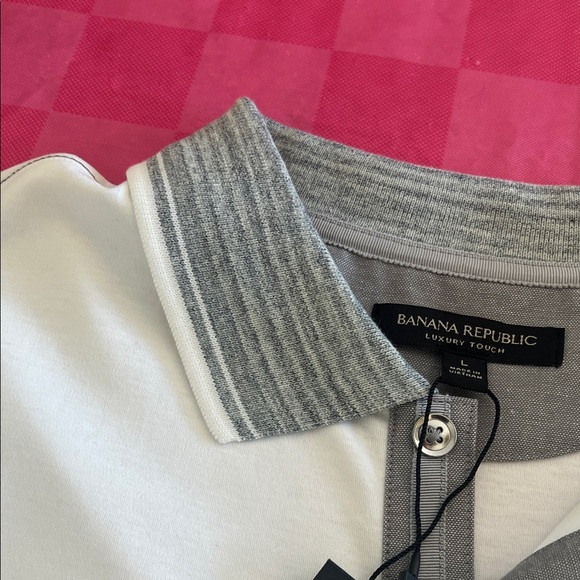Banana Republic White Polo with Gray Collar - Picture 4 of 8